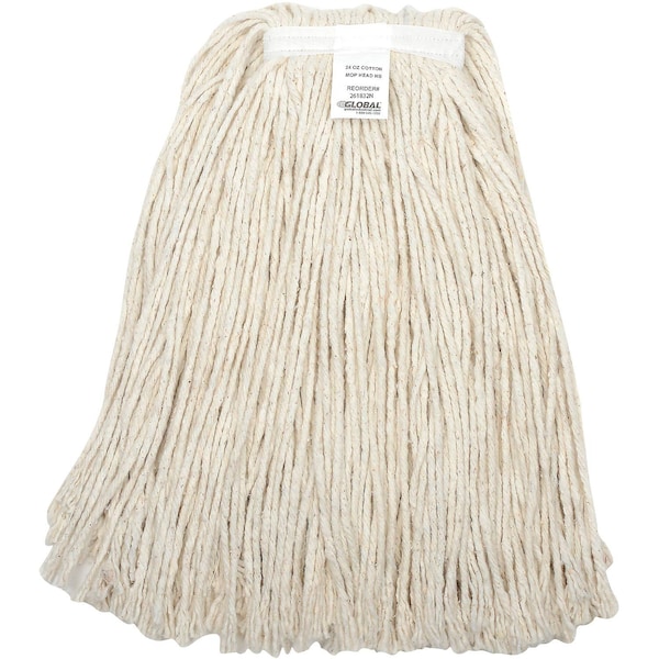 Global Industrial 24 oz. Cotton Cut-End Mop Head, 4Ply, Narrow Band 261832N - main